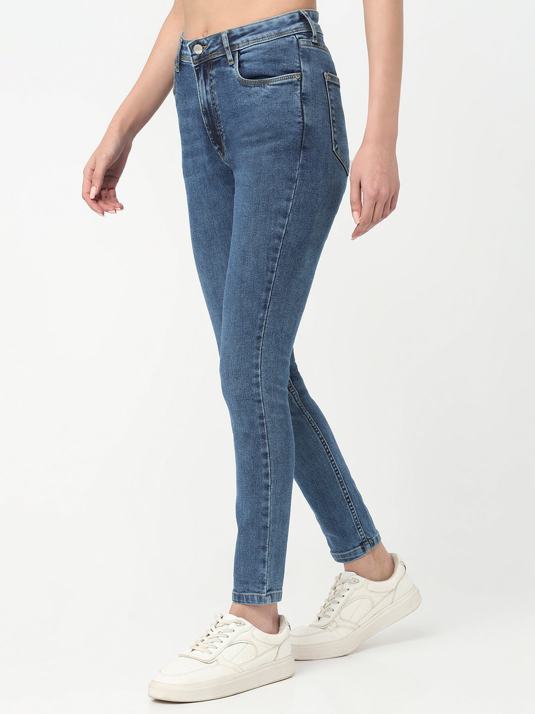Women Dark Blue High-Rise Skinny Jeans