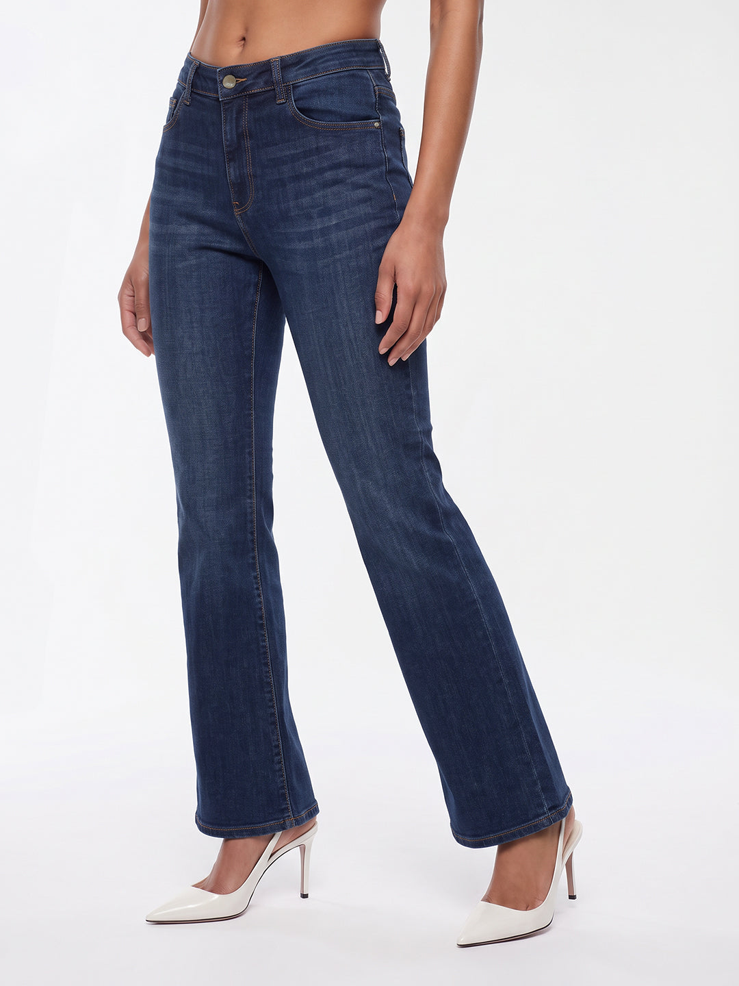 Blue High-Rise Flare Jeans