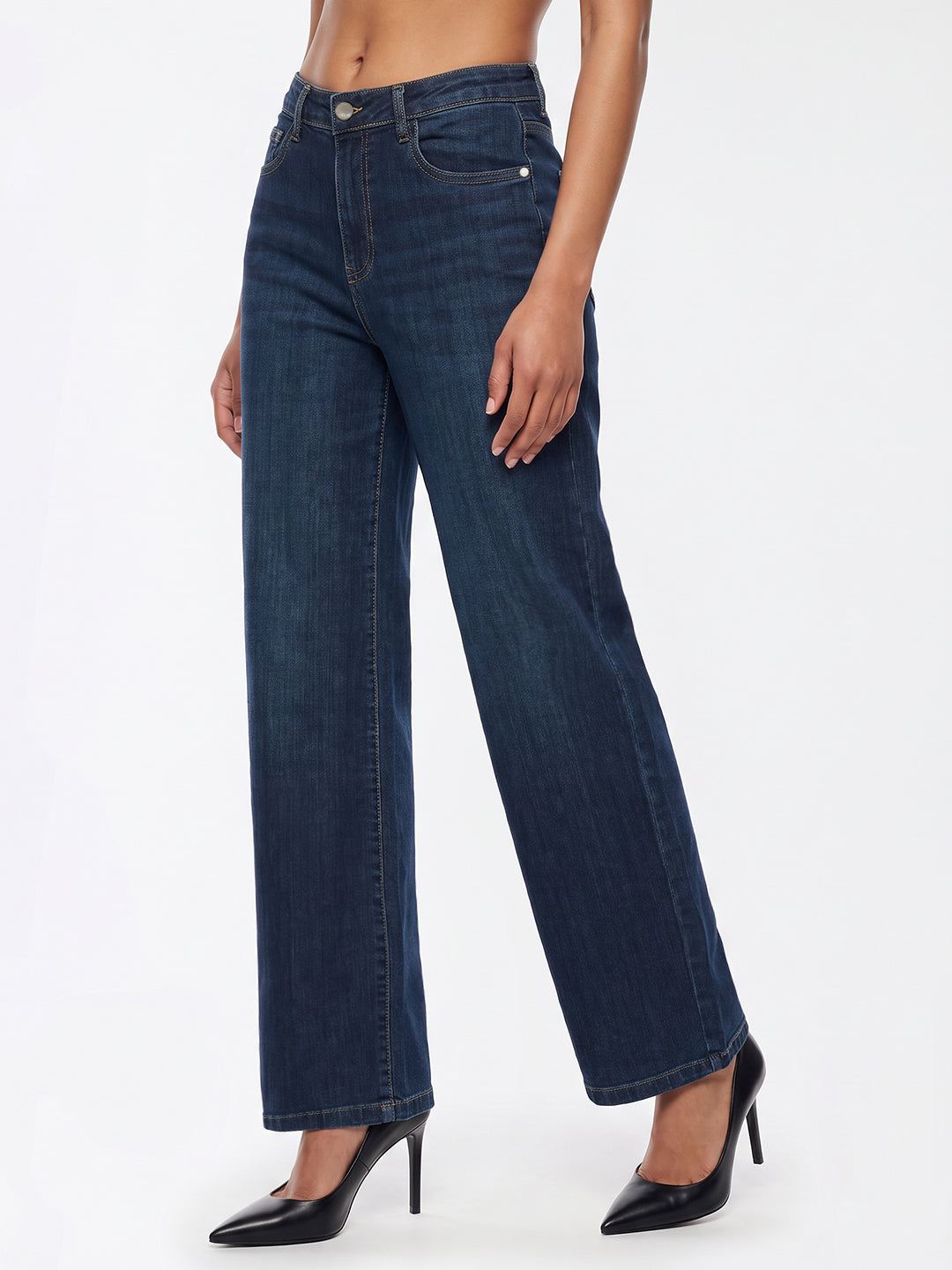 Dark Blue High-Rise Straight Fit Jeans