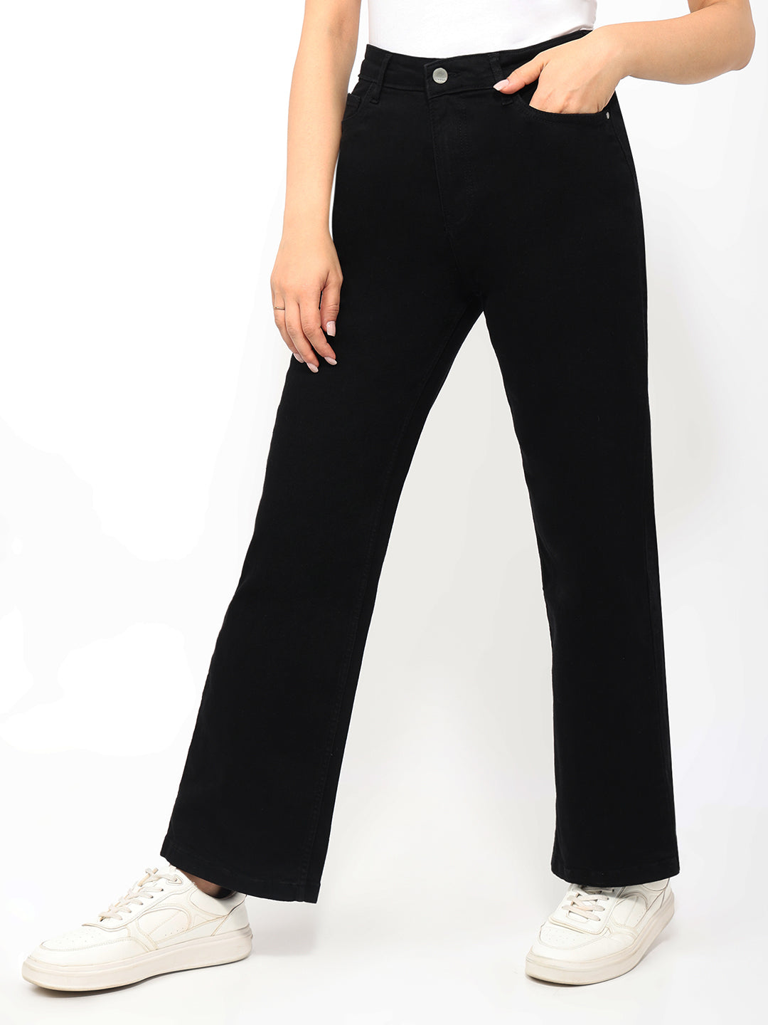 Black High-Rise Straight Fit Jeans