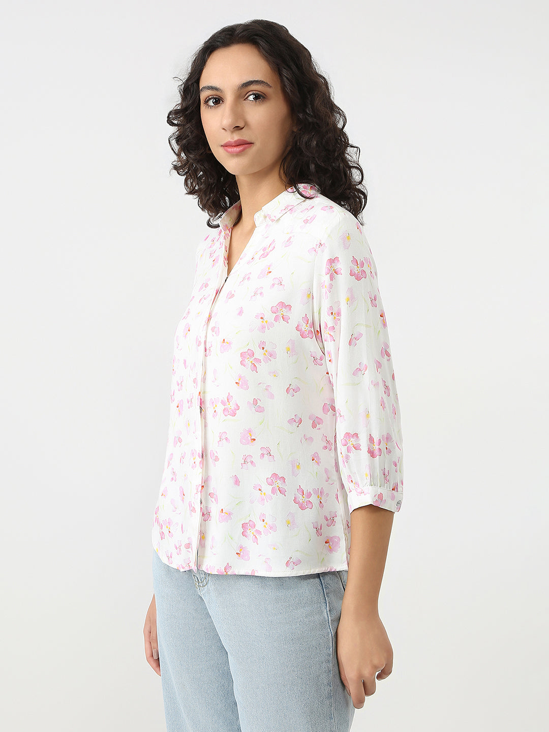 Women Pink Floral Print Shirt