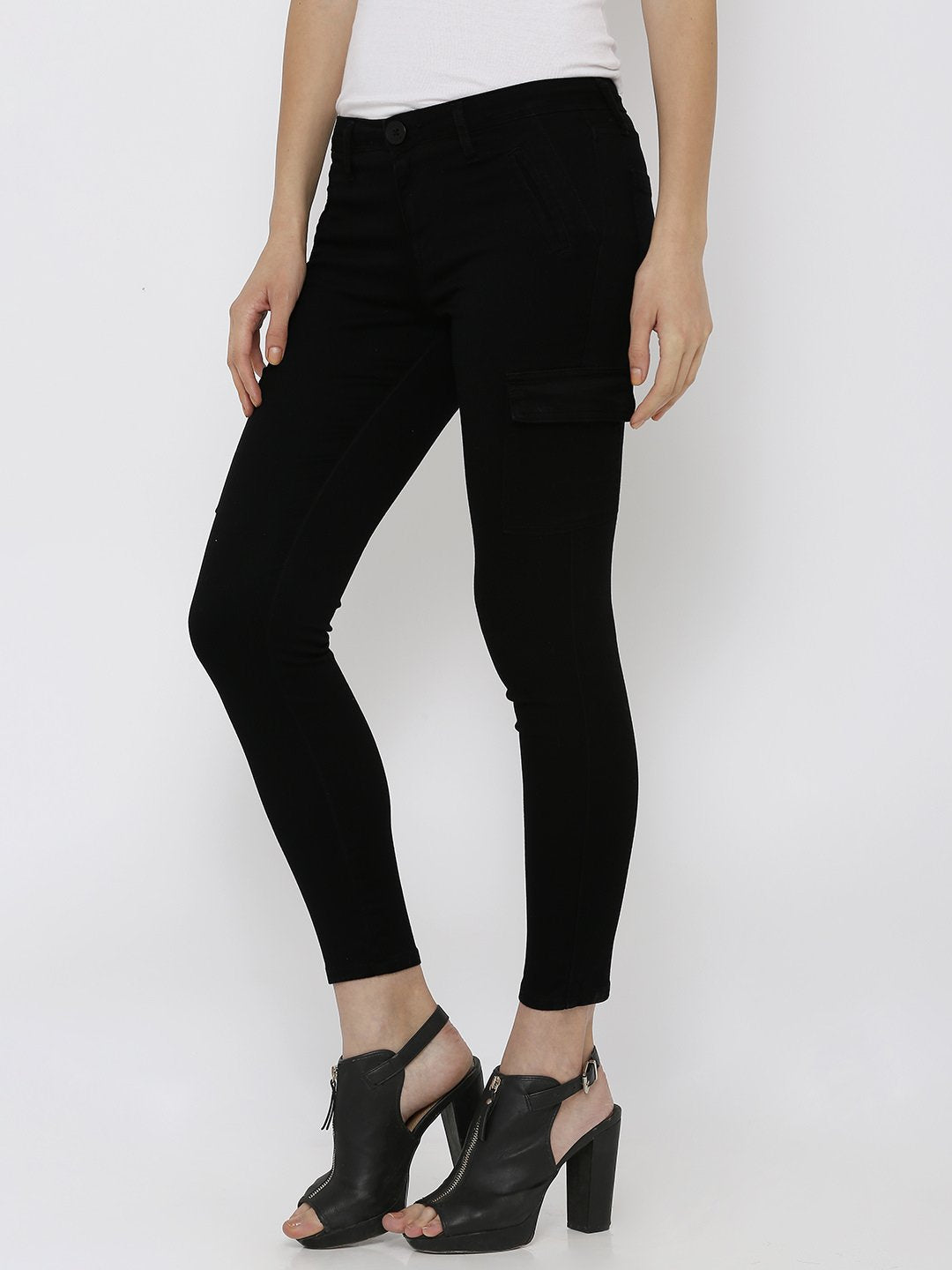 Women Black High-Rise Cargo