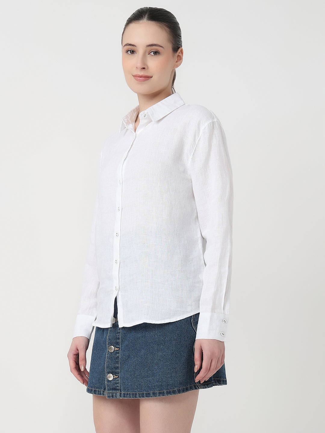 Women White Slim Fit Oversized Shirt