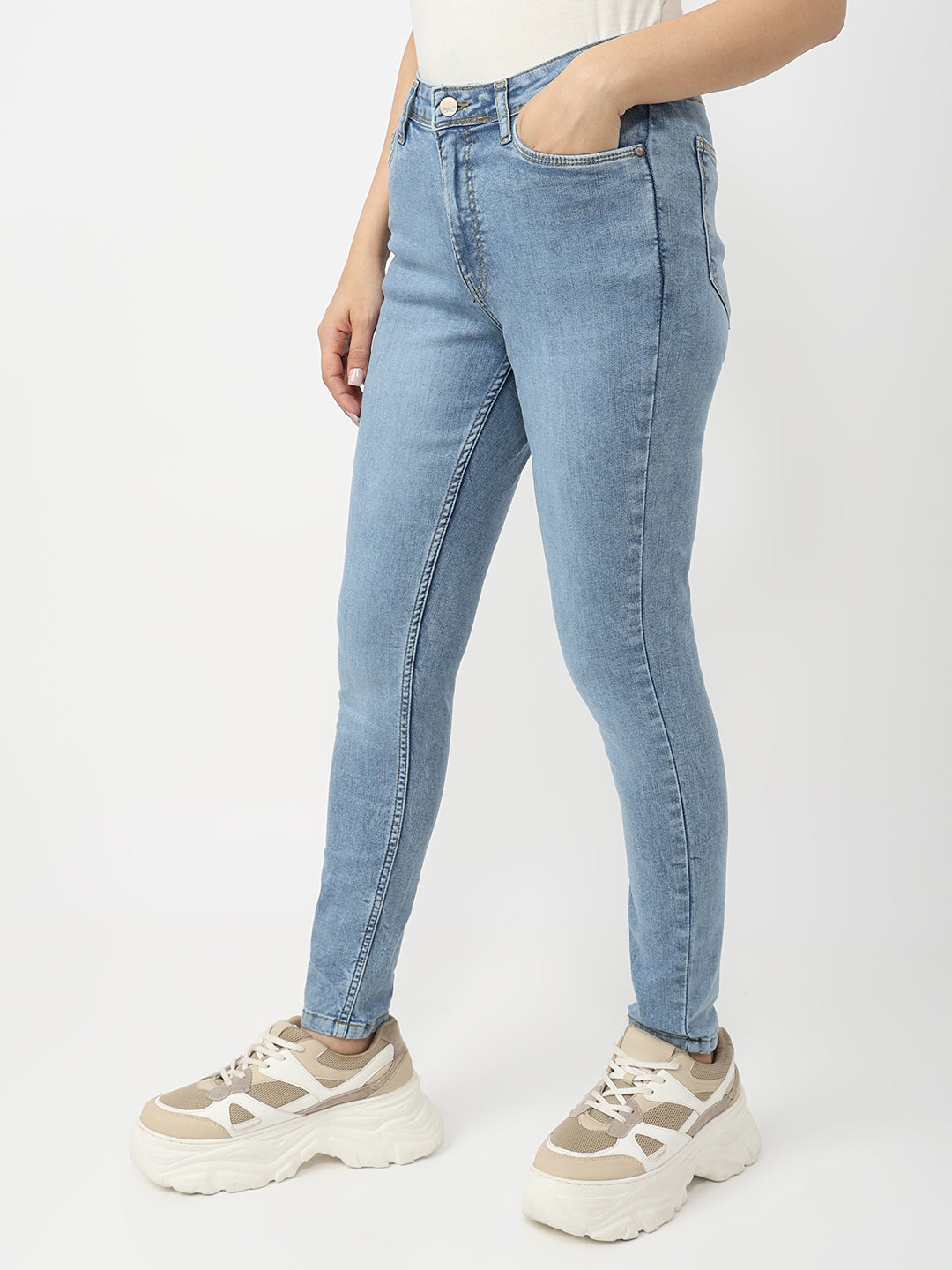 Women Blue High-Rise Skinny Jeans