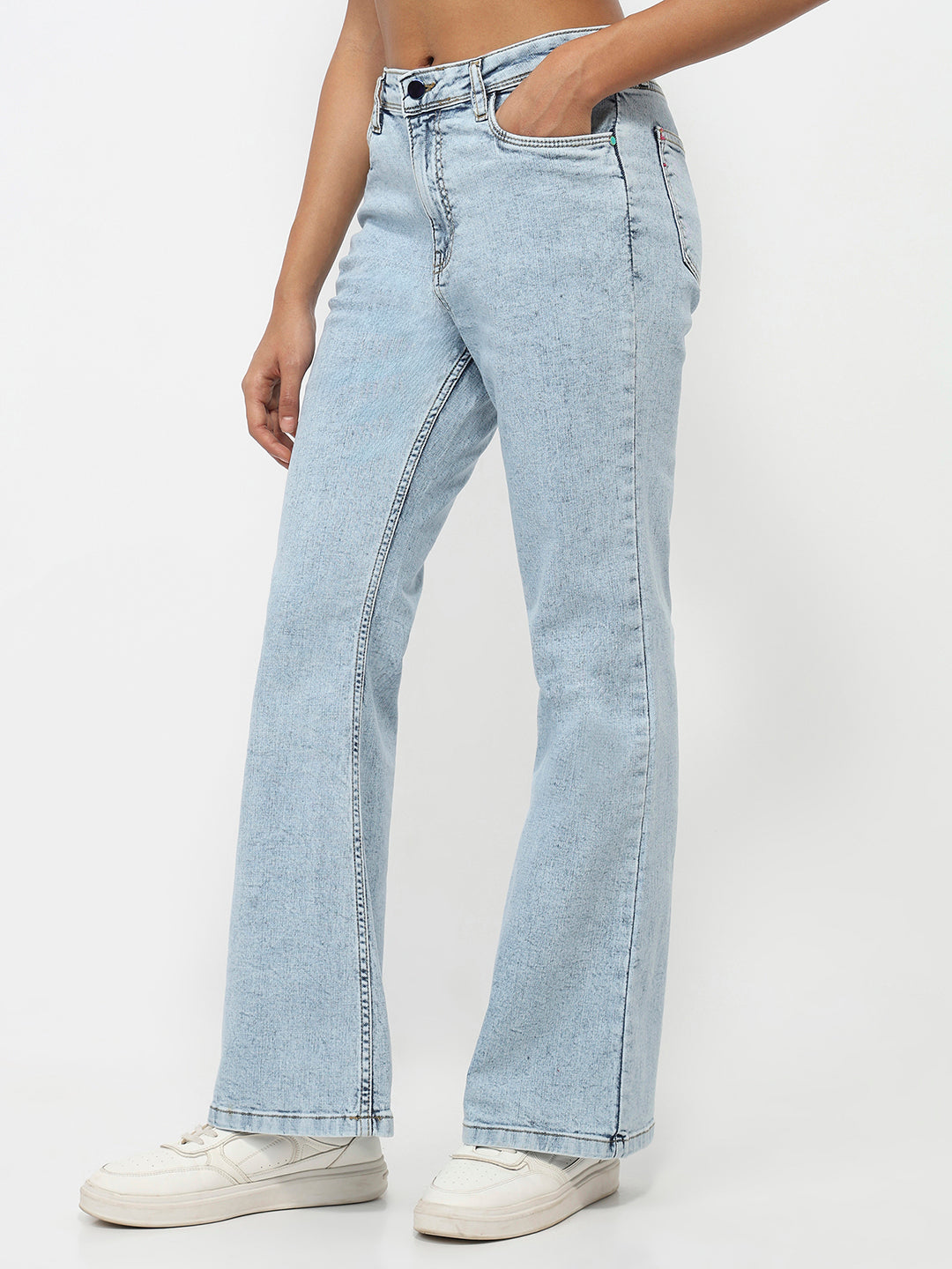 Women Blue High-Rise Flare Jeans
