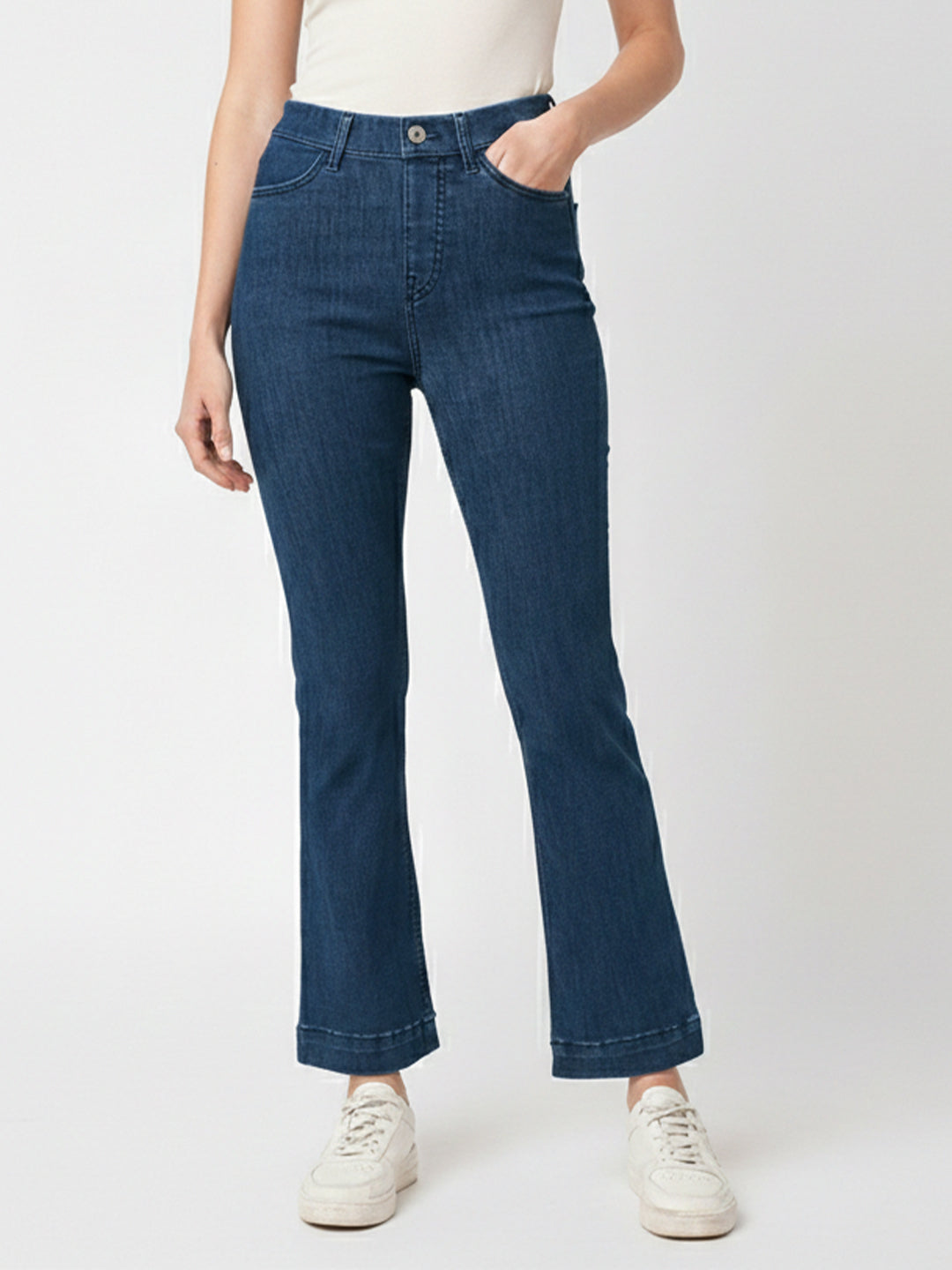 Women Blue High-Rise Mini Flare Jeggings