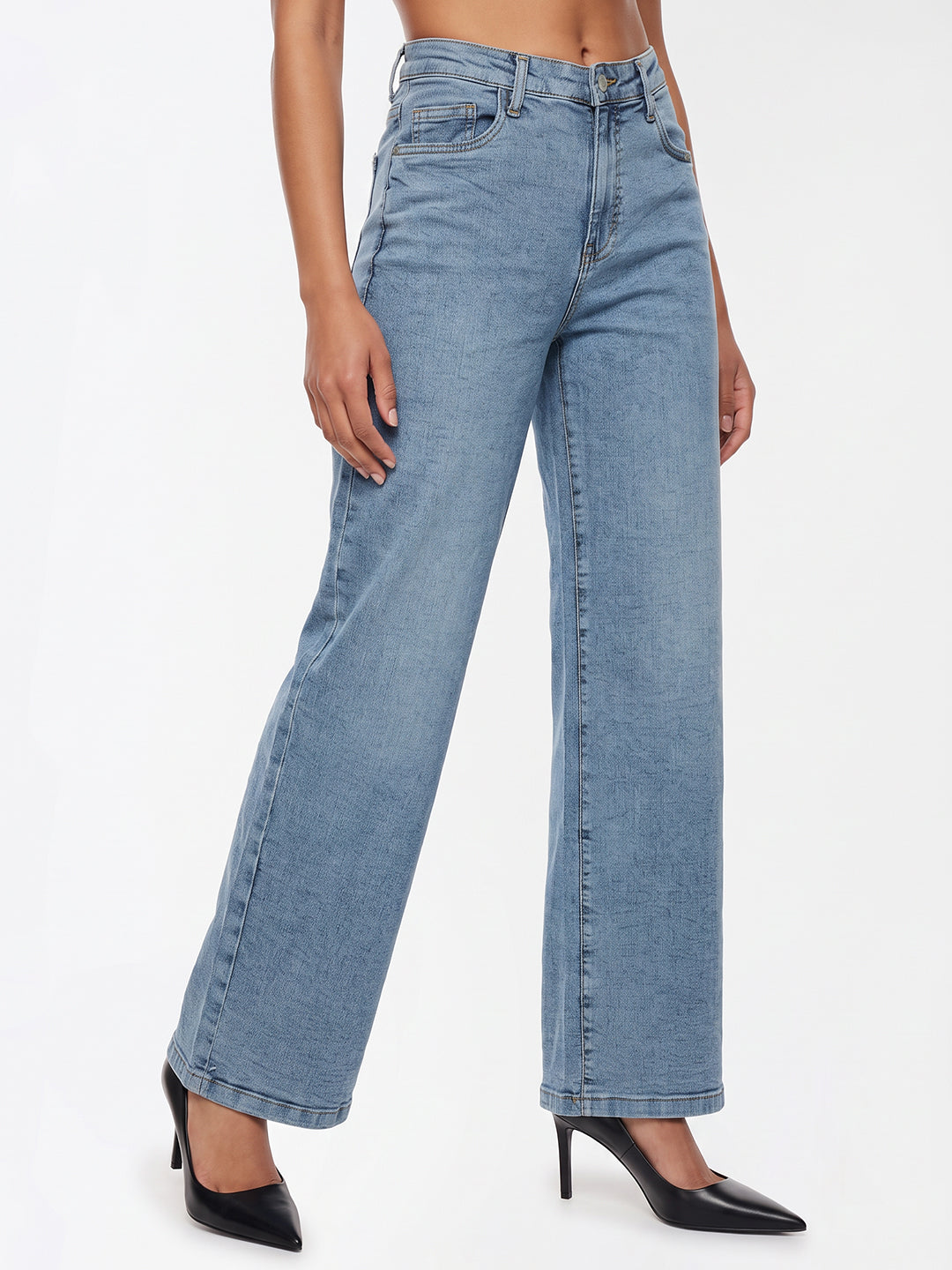 Light Blue High-Rise Wide Leg Jeans