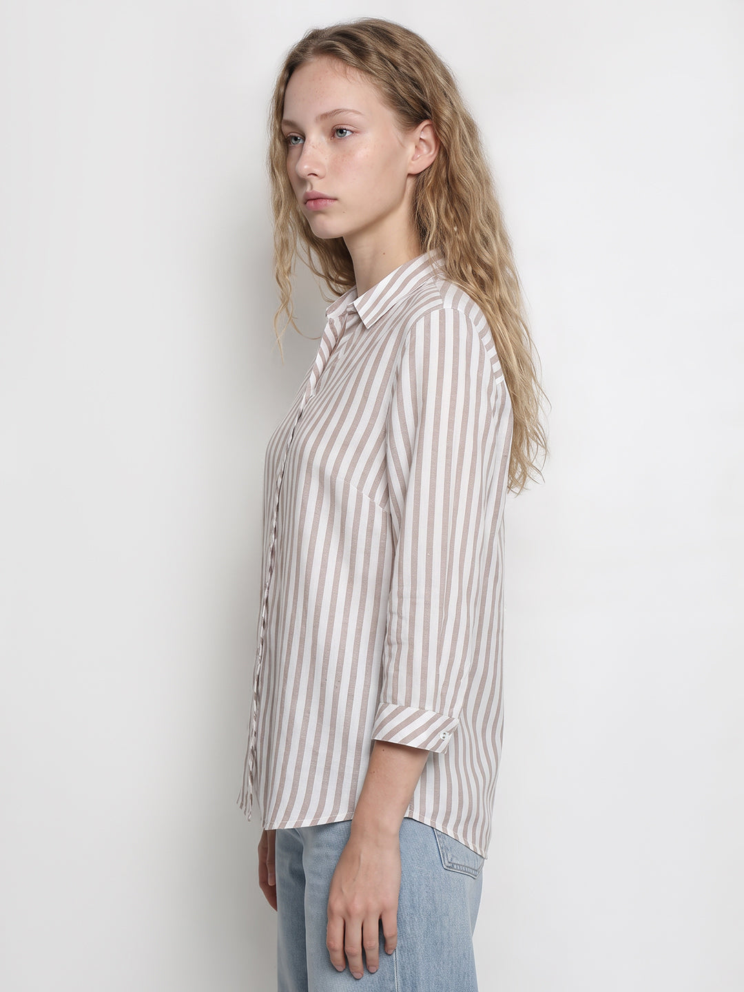 Beige/White Stripe Shirt