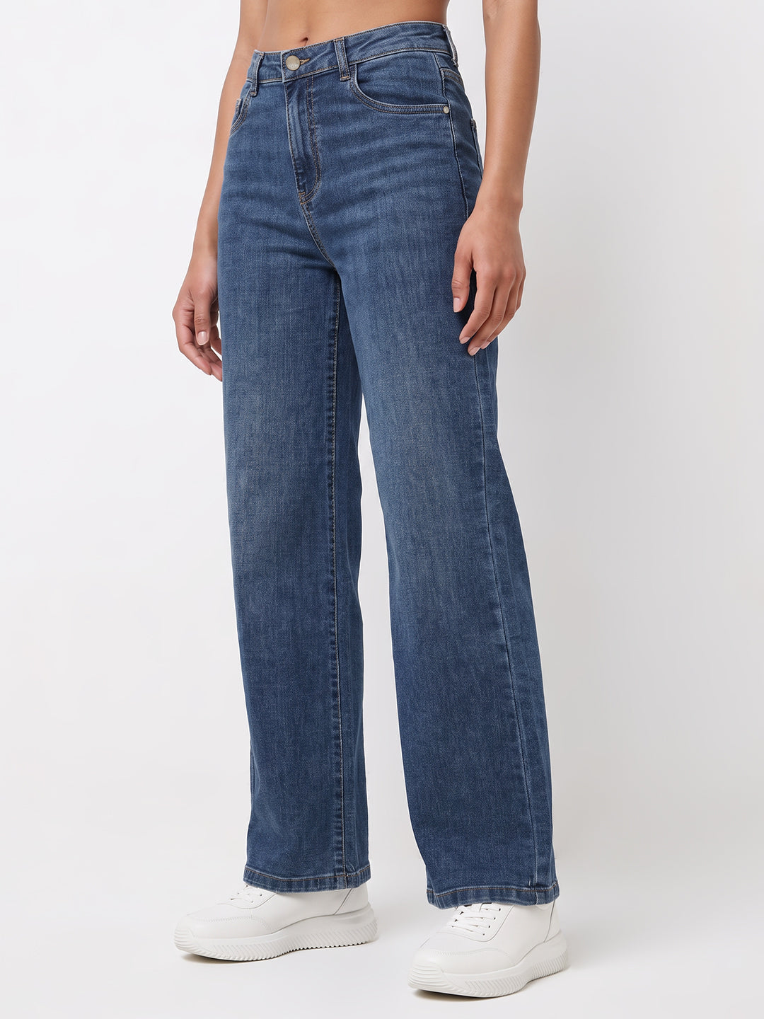 Dark Blue High-Rise Straight Fit Jeans