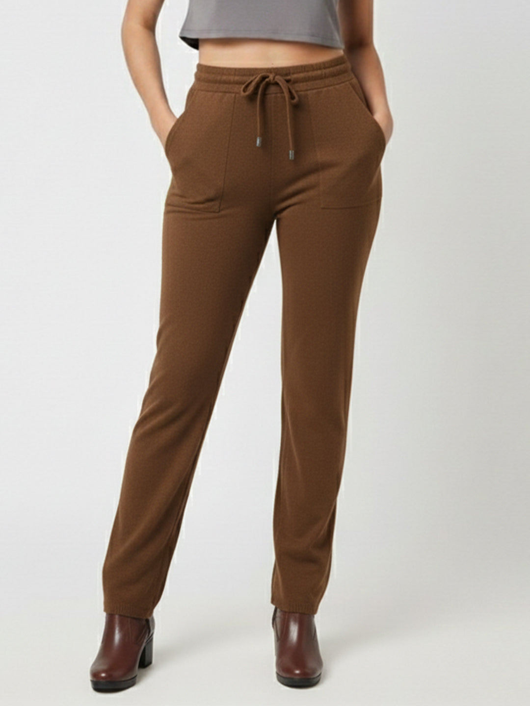 Women Sepia High-Rise Loose Straight Pants