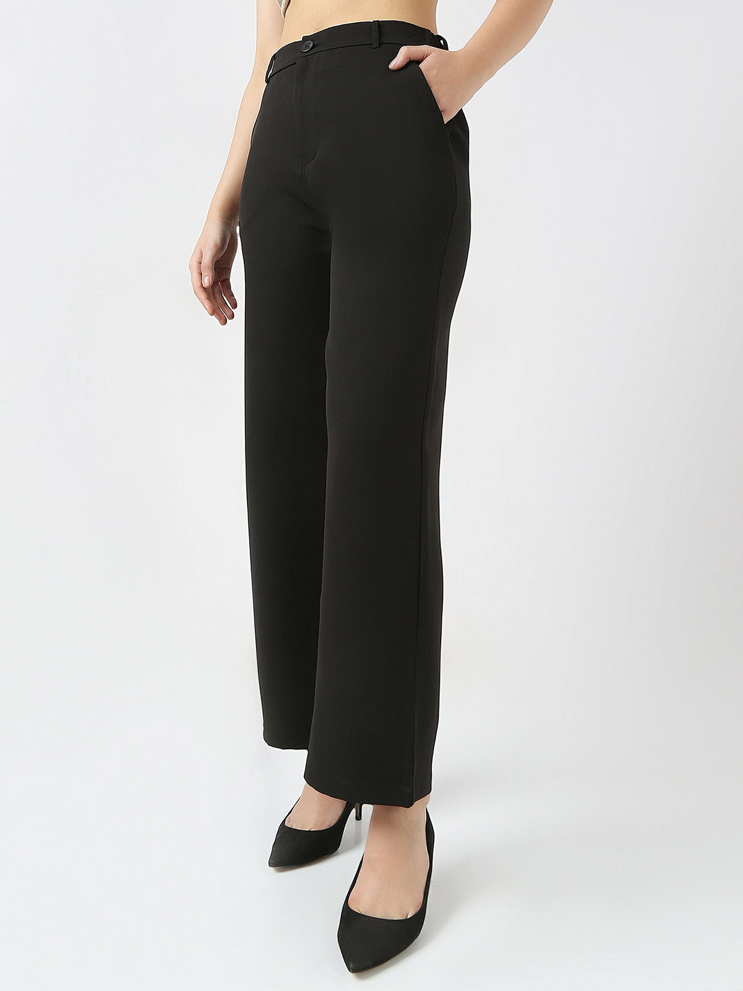 Women High-Rise Relaxed Straight Fit Trousers