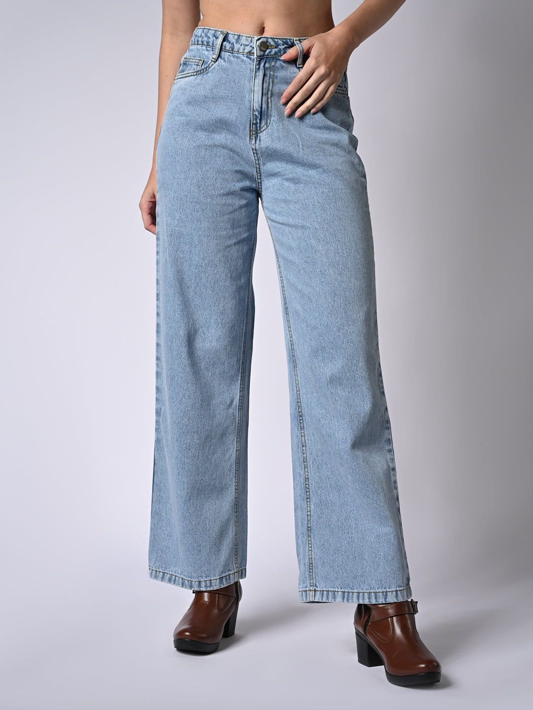Women High Rise Wide Leg Jeans