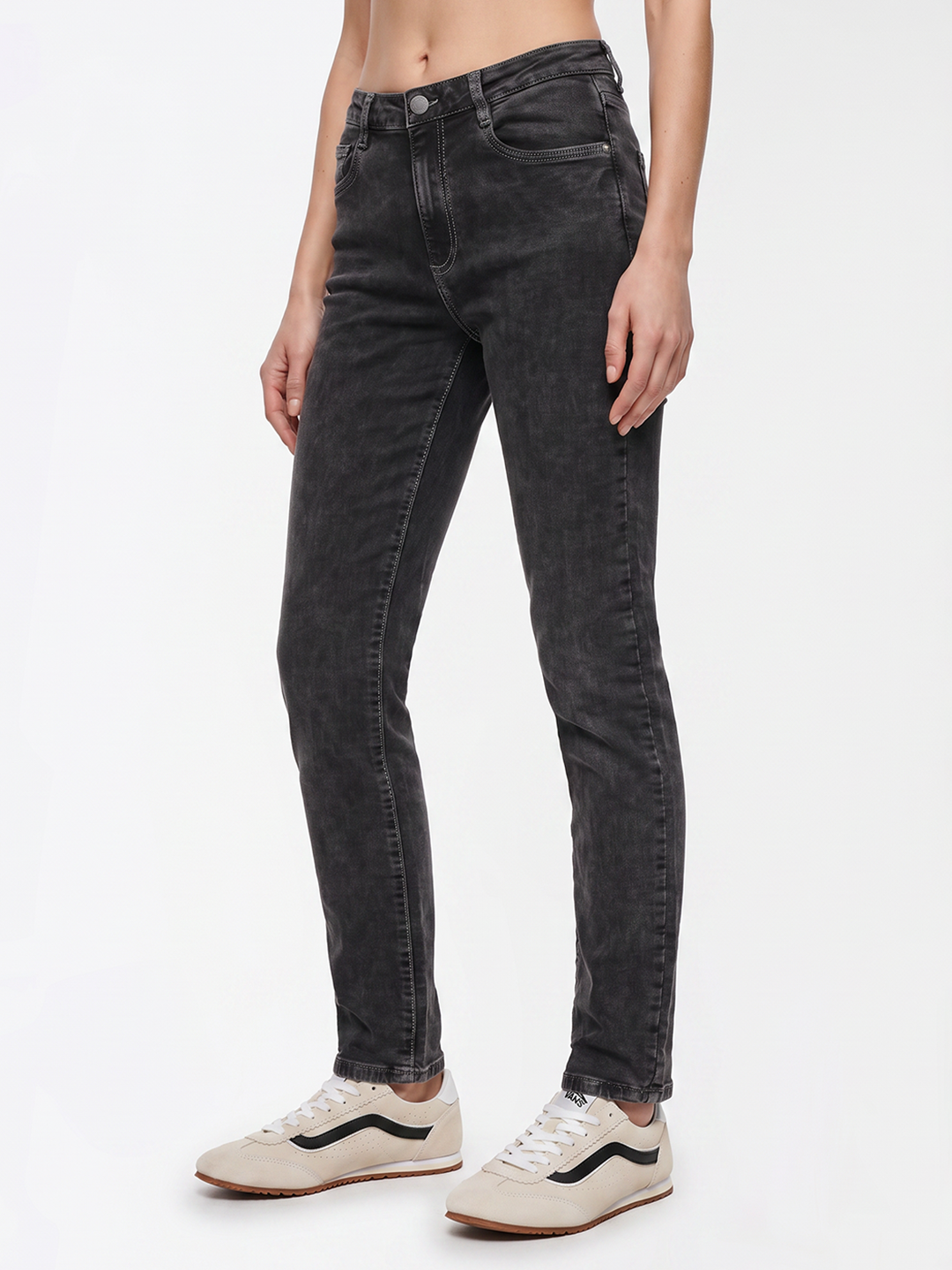 Women Grey High-Rise Flare Jeans