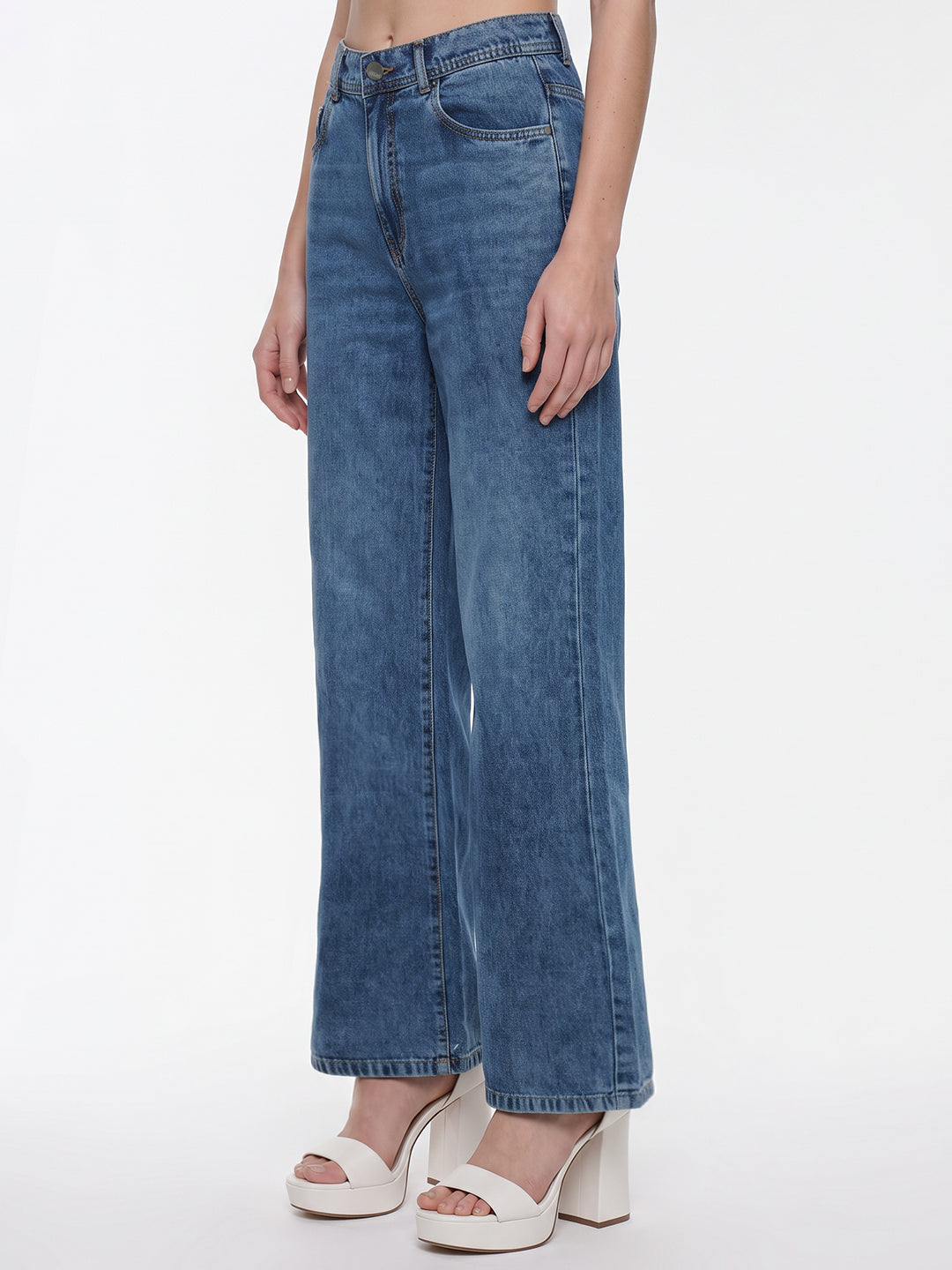 Blue High-Rise Super Wide Leg Jeans