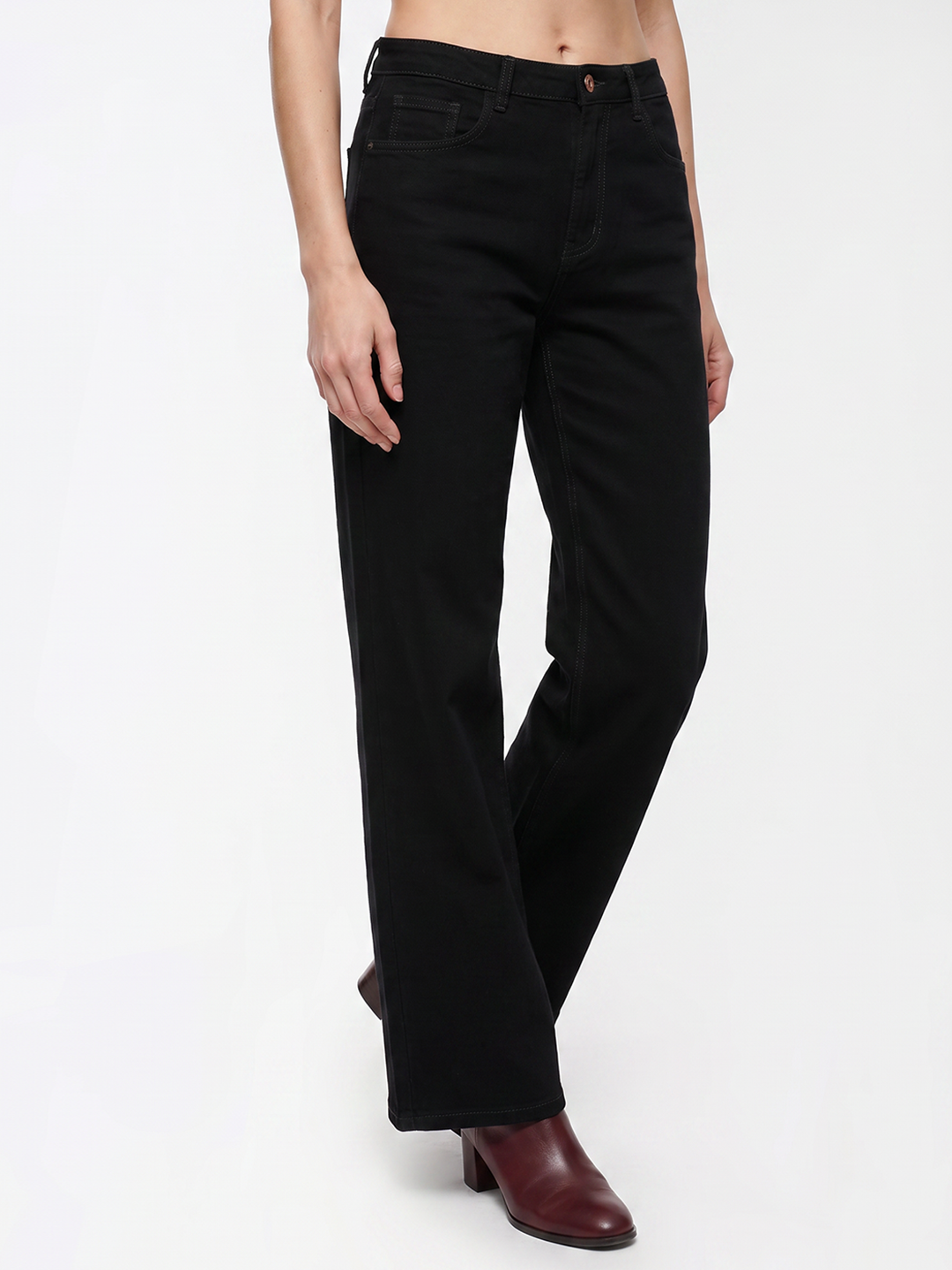 Black High-Rise Straight Jeans