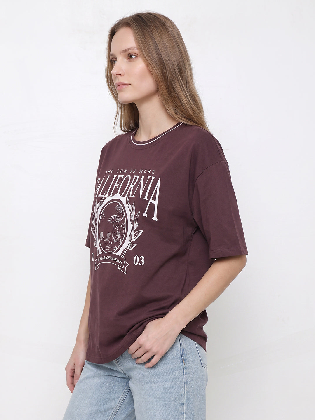 Women Mauve Oversized T-Shirt