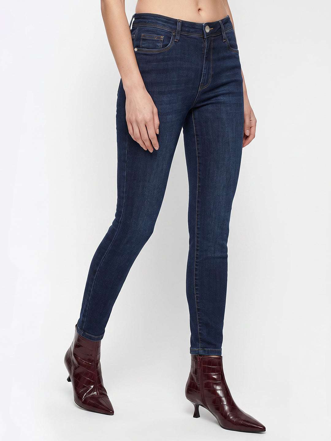 Women Dark Blue High-Rise Skinny Jeans