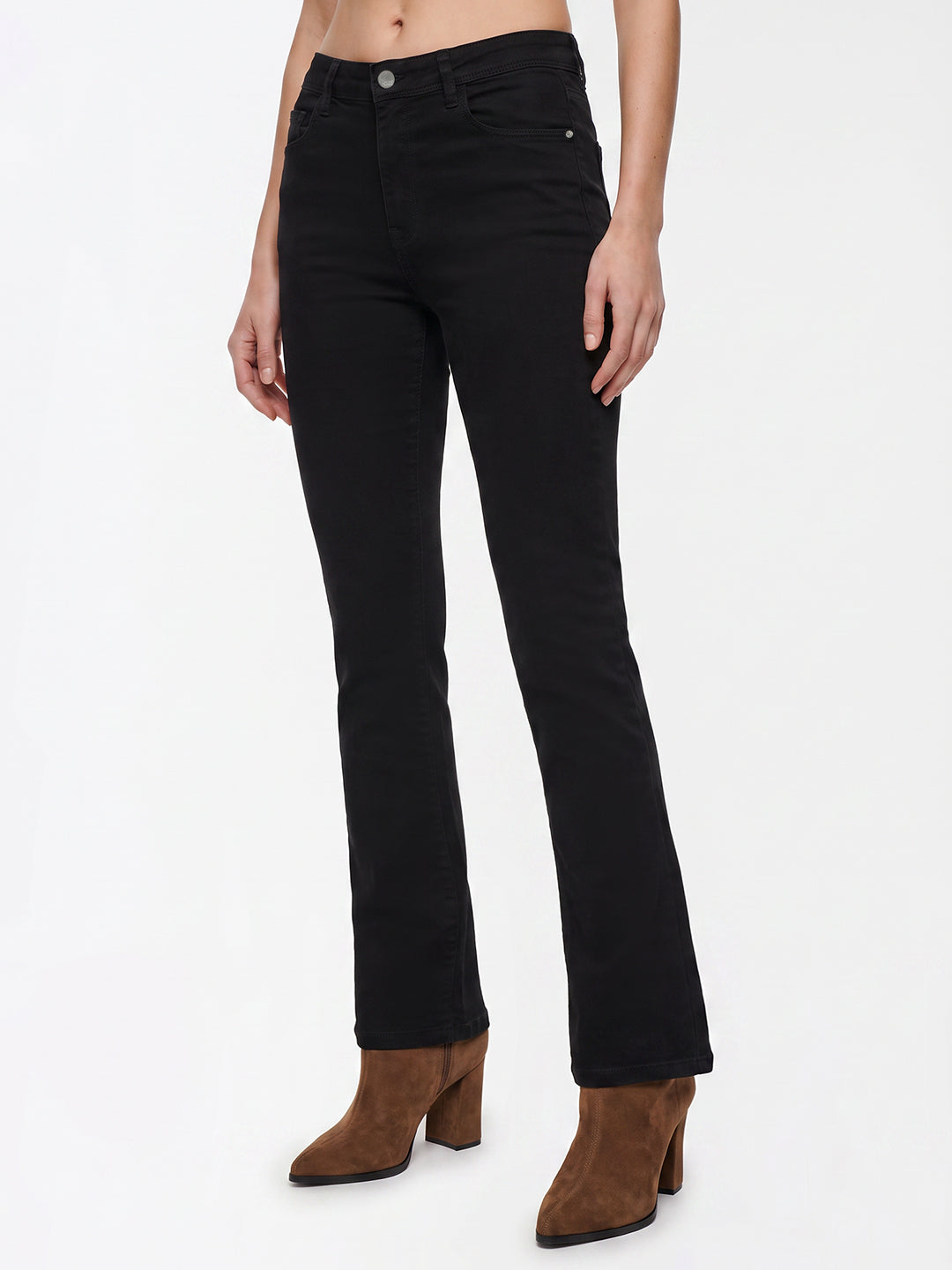 Women Black High-Rise Flare Jeans