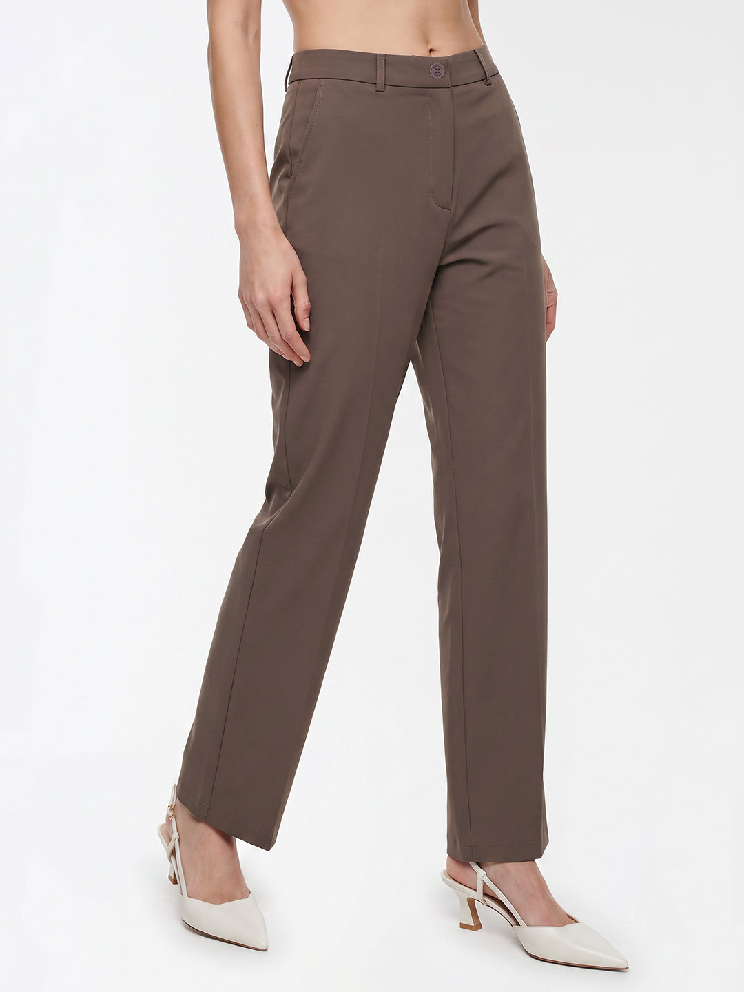 Women Stone High-Rise Straight Fit Korean Pants