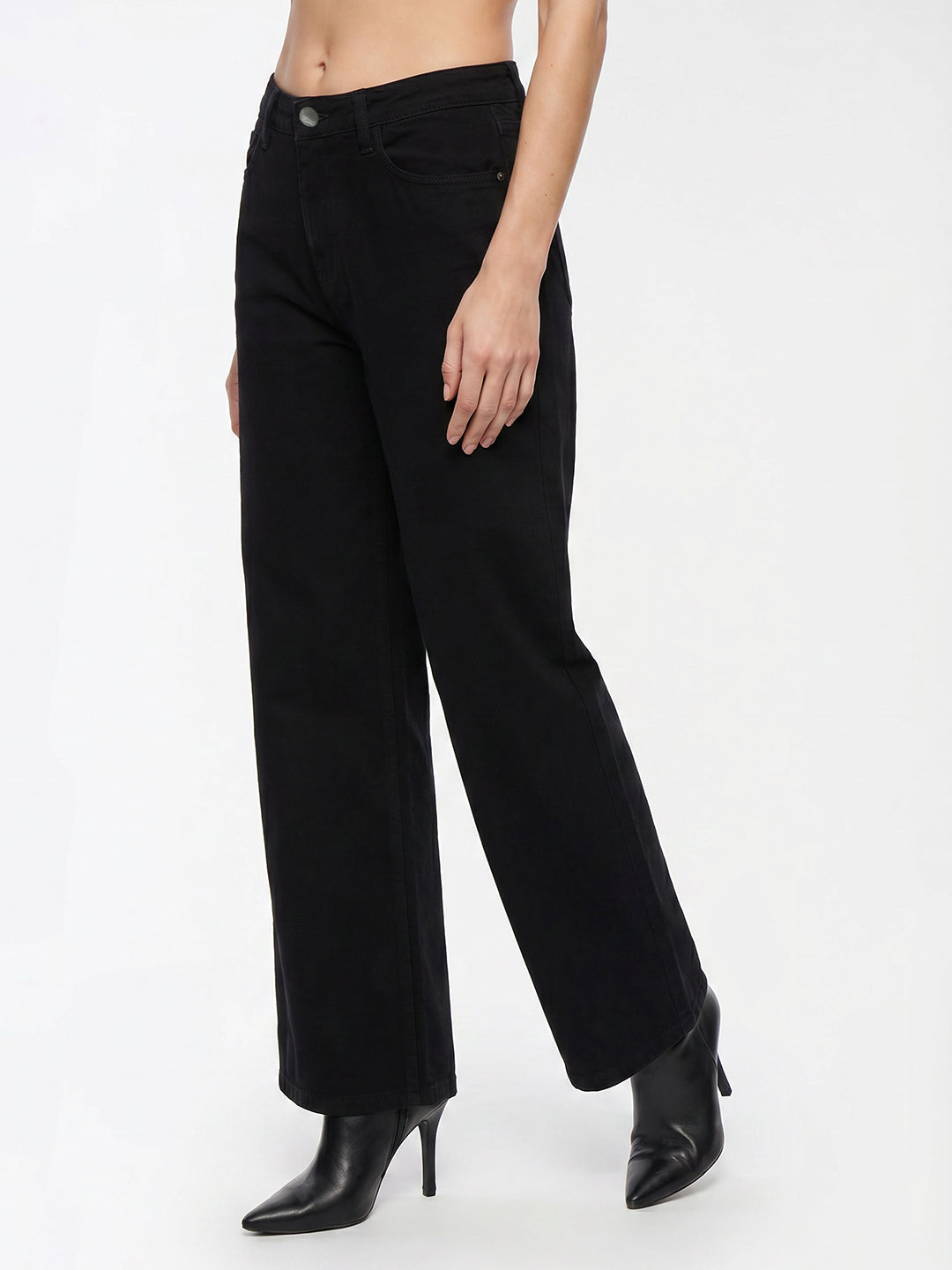 Women Light Blue High-Rise Wide Leg Jeans