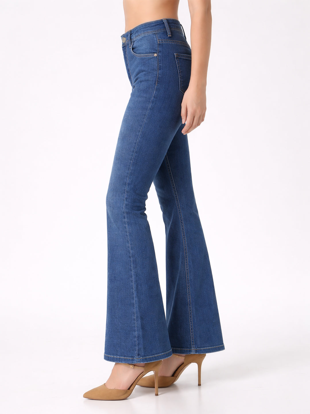 Women Dark Blue High-Rise Flare Jeans