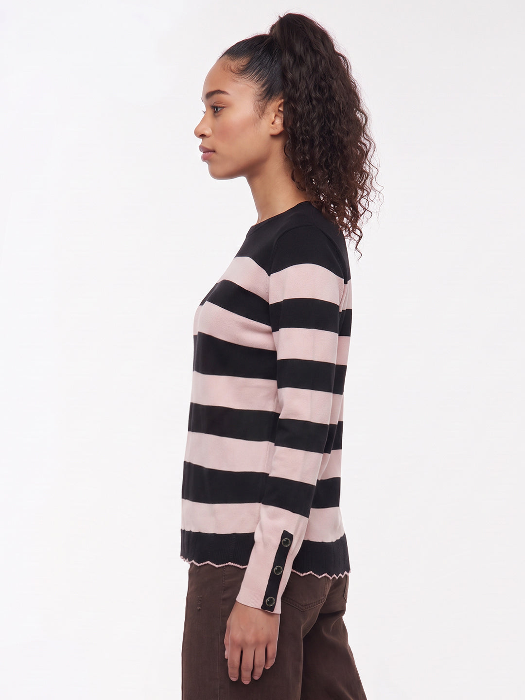 Black/Beige Flat Knit