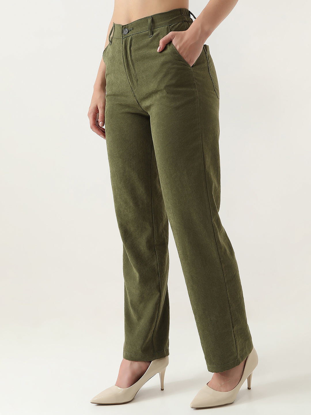 Women High-Rise Loose Straight Fit Korean Pants