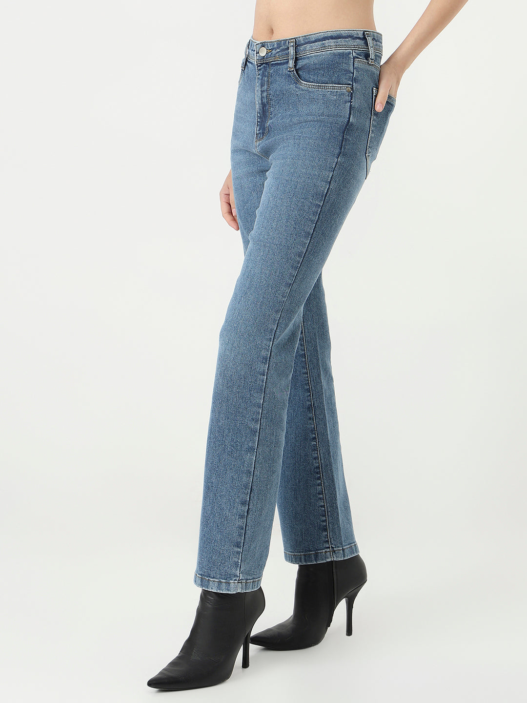 Blue High-Rise Mini Flare Jeans