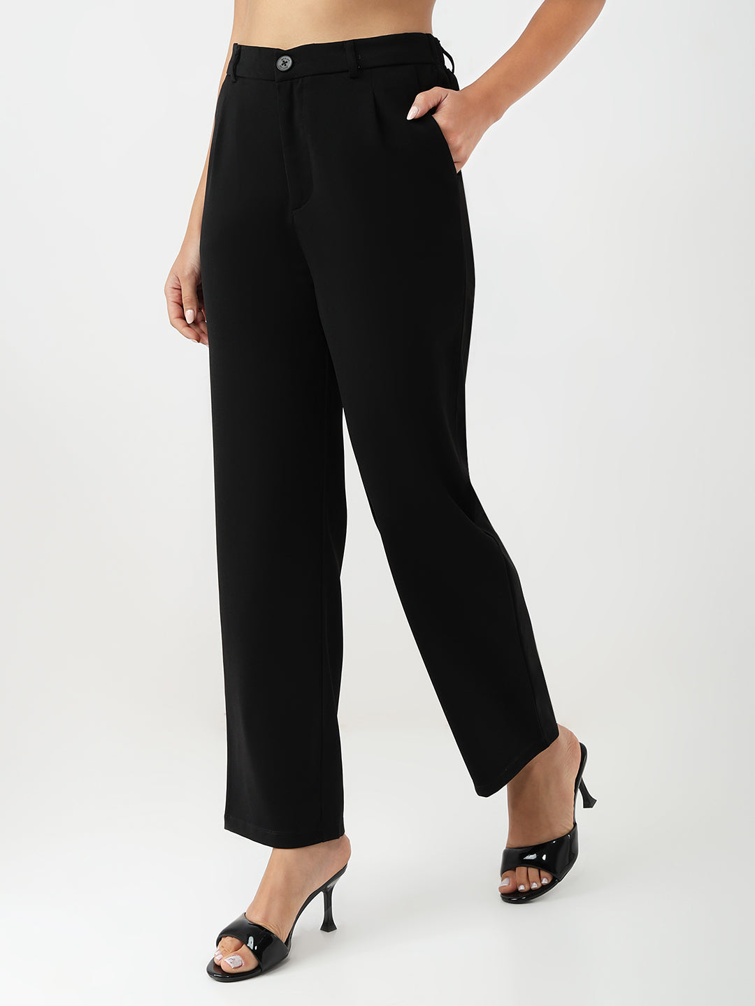 Women Solid Loose Straight Fit Pants