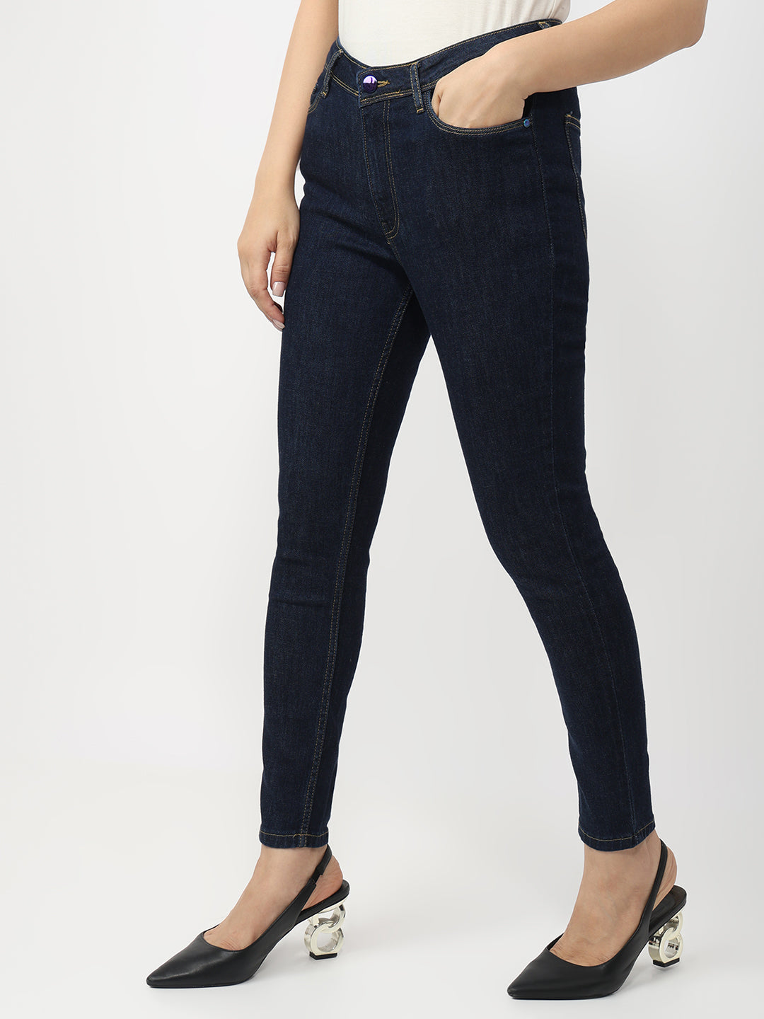Women Dark Blue High-Rise Skinny Jeans