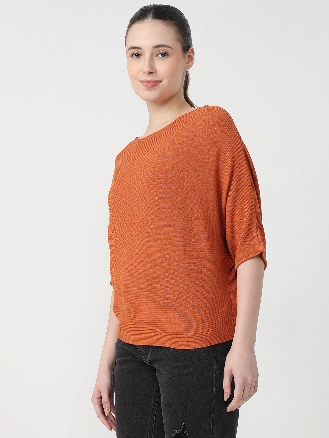 Women Burnt Orange Batsleeve Top