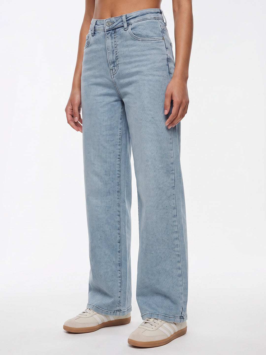 Light Blue High-Rise Wide Leg Jeans