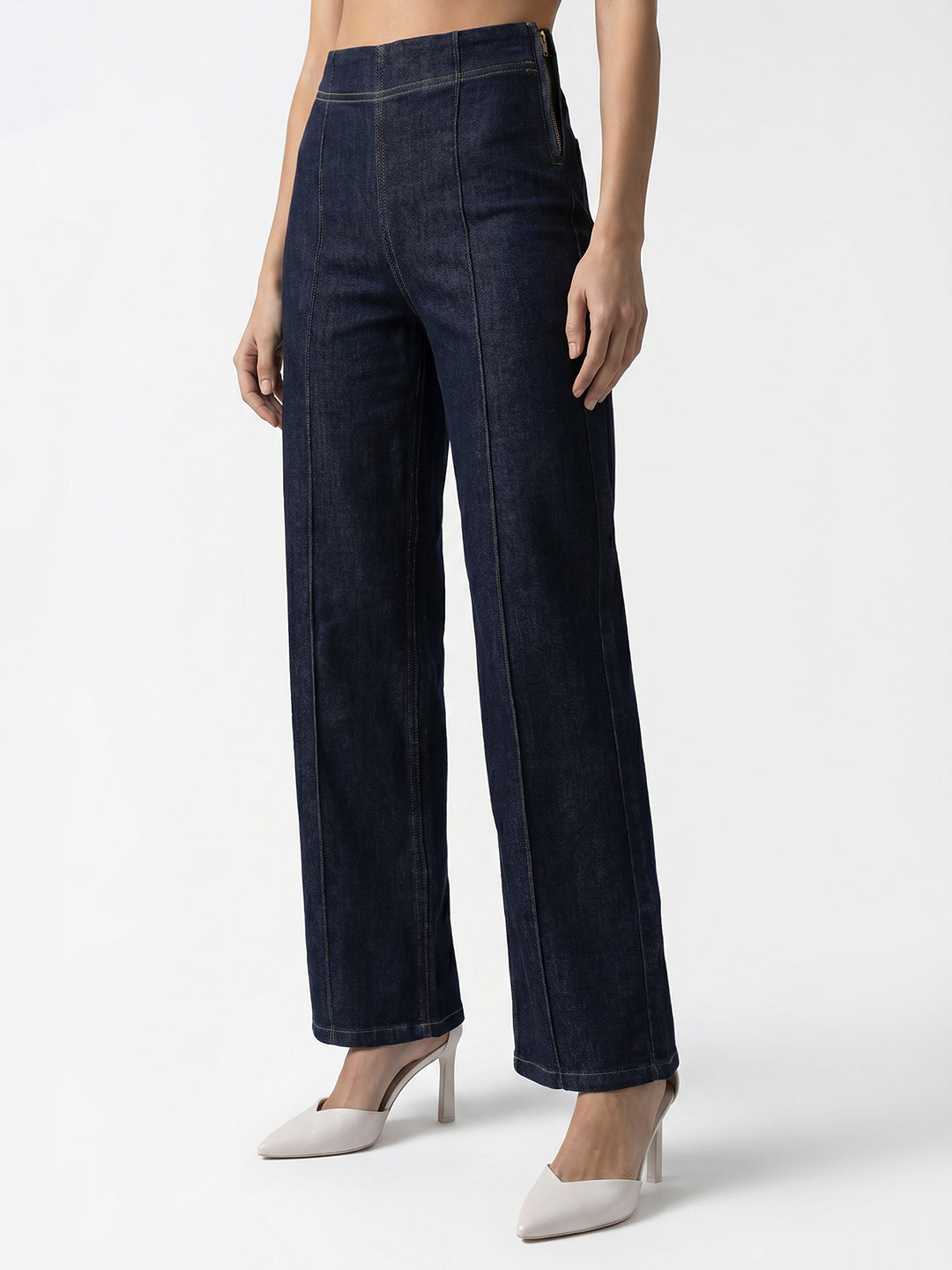 Dark Blue High-Rise Wide Leg Jeans