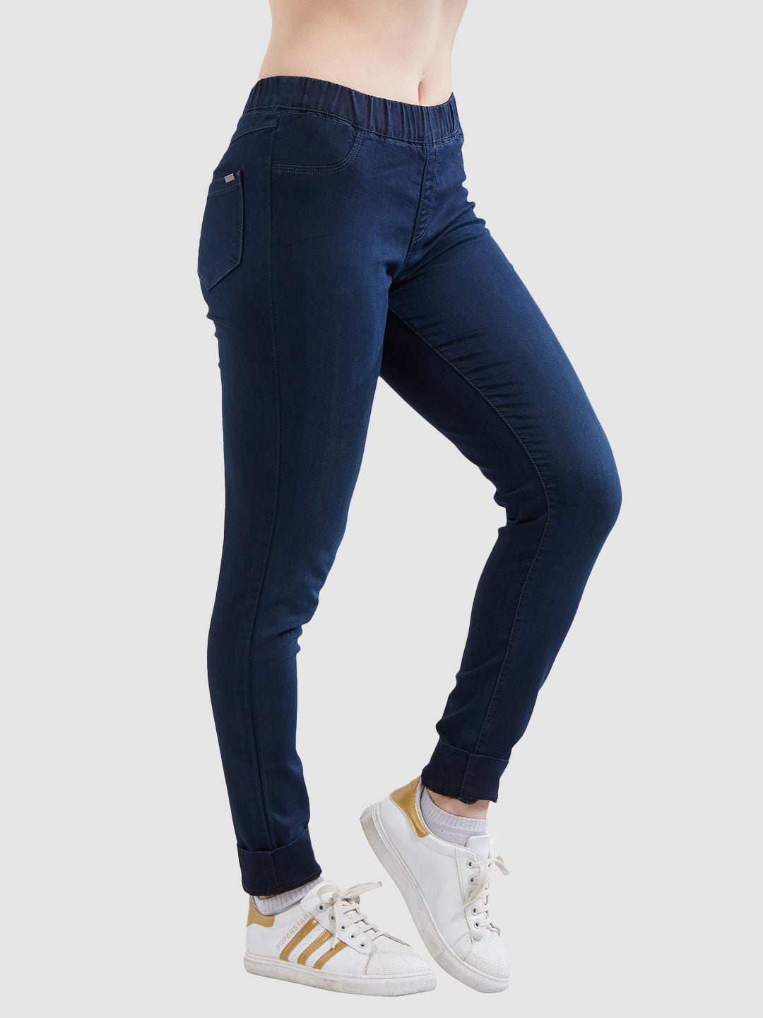 Women Blue Mid-Rise Denim Legging