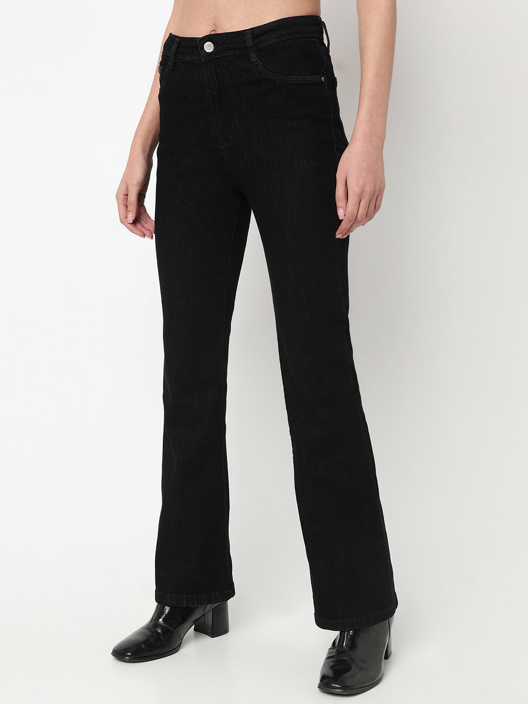 Women Black High-Rise Flare Jeans
