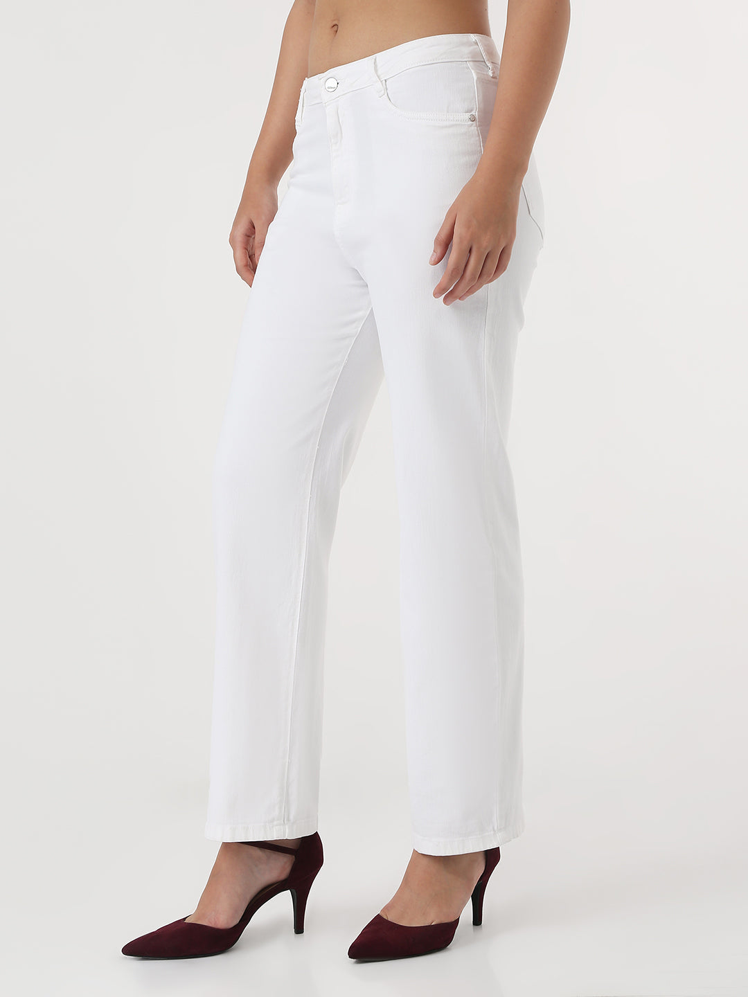 Women White High-Rise Straight Jeans