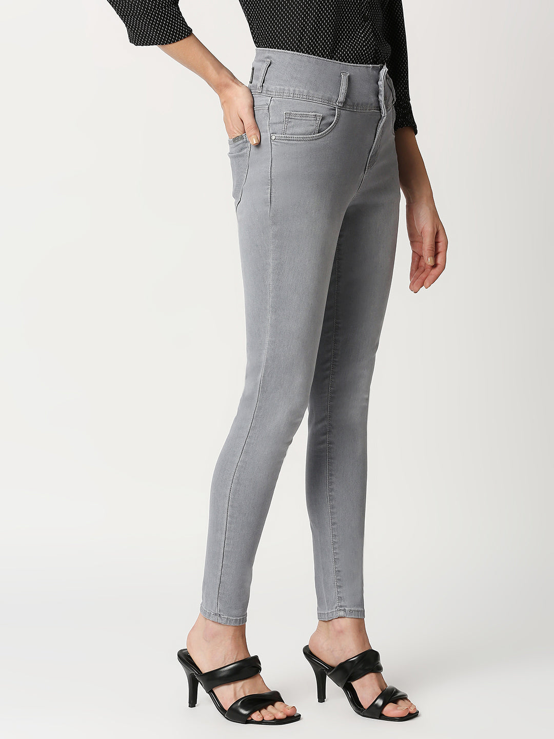 Women Grey High-Rise Skinny Jeans