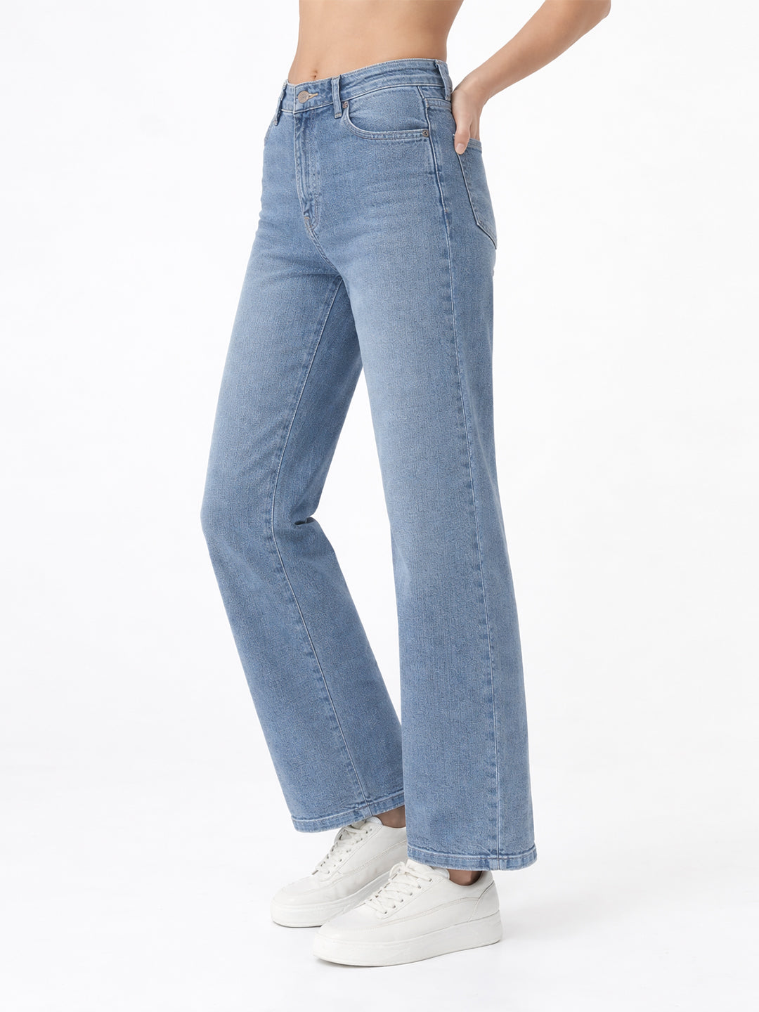 Women Light Blue High-Rise Straight Fit Jeans