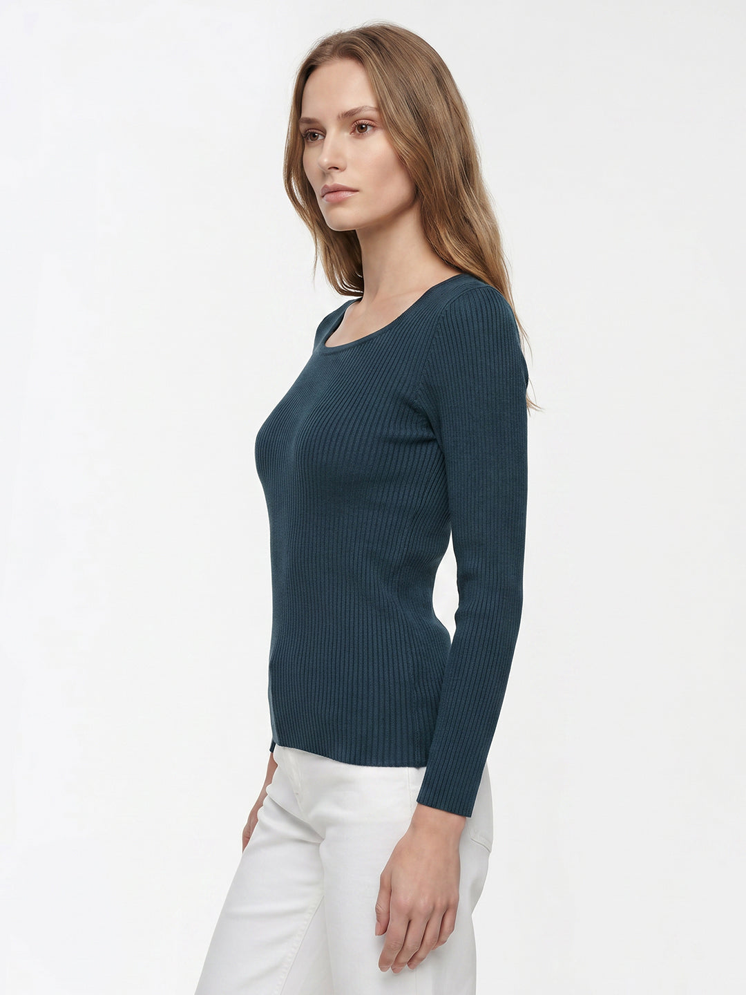 Women Teal Flat Knit