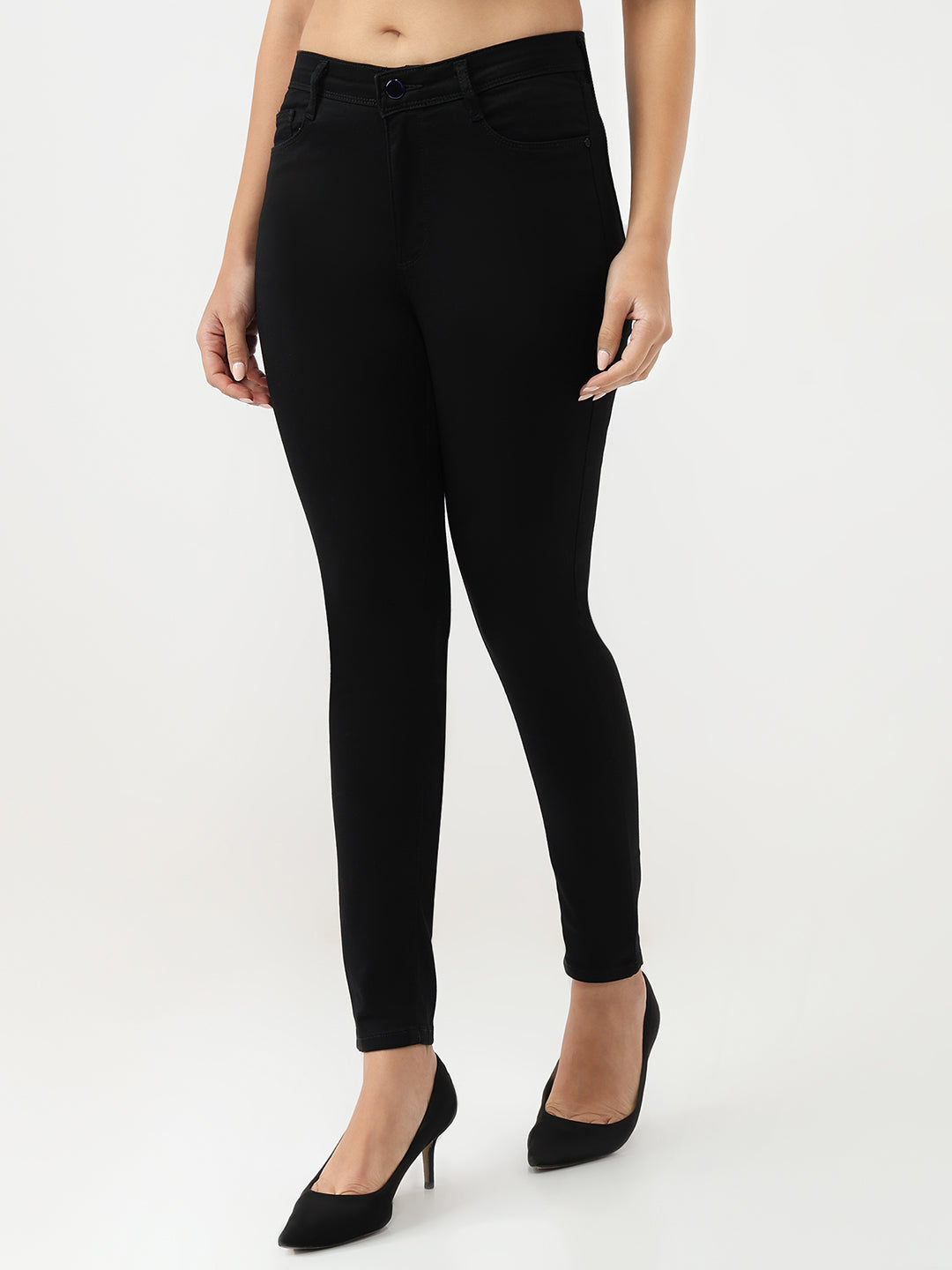 Women Solid Sky High Skinny Jeans
