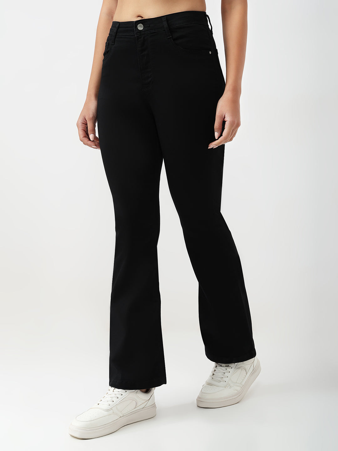 Women Solid High-Rise Flare Jeans