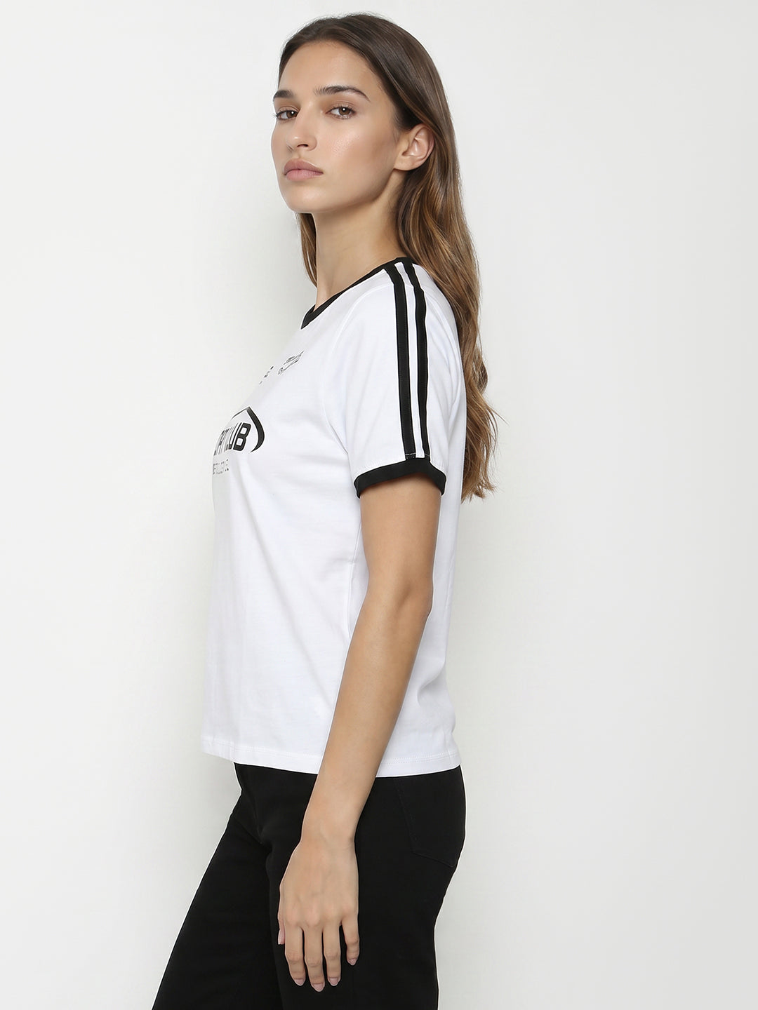 Women White Graphic Crop Tees