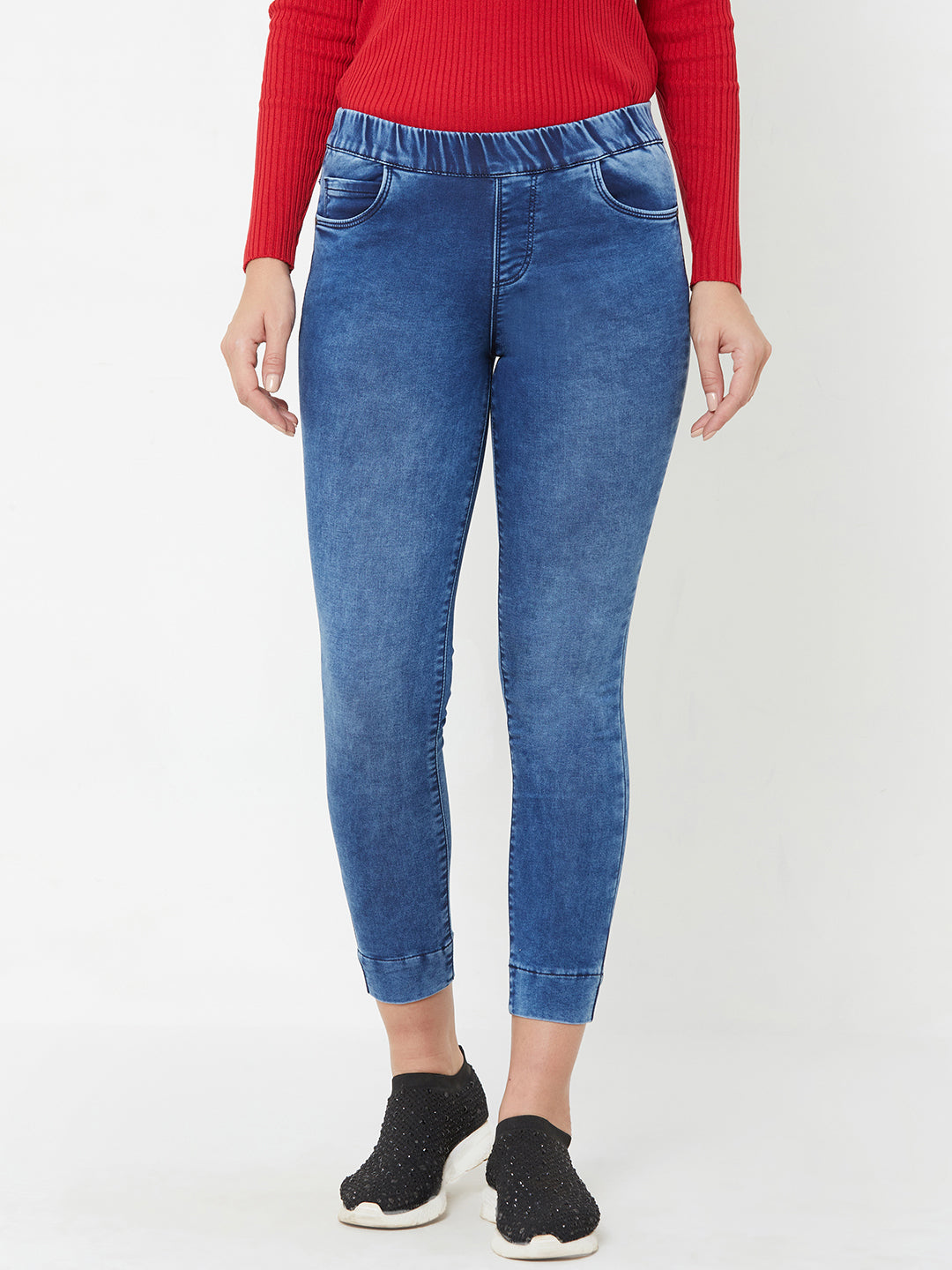 Women Blue Denim Leggings