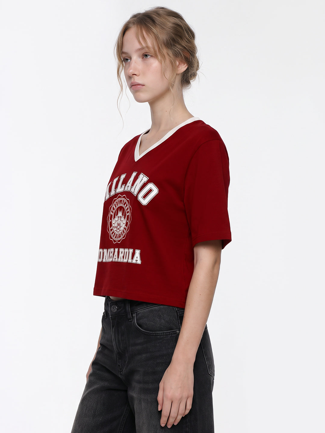 Red Graphic Crop Genz Tees