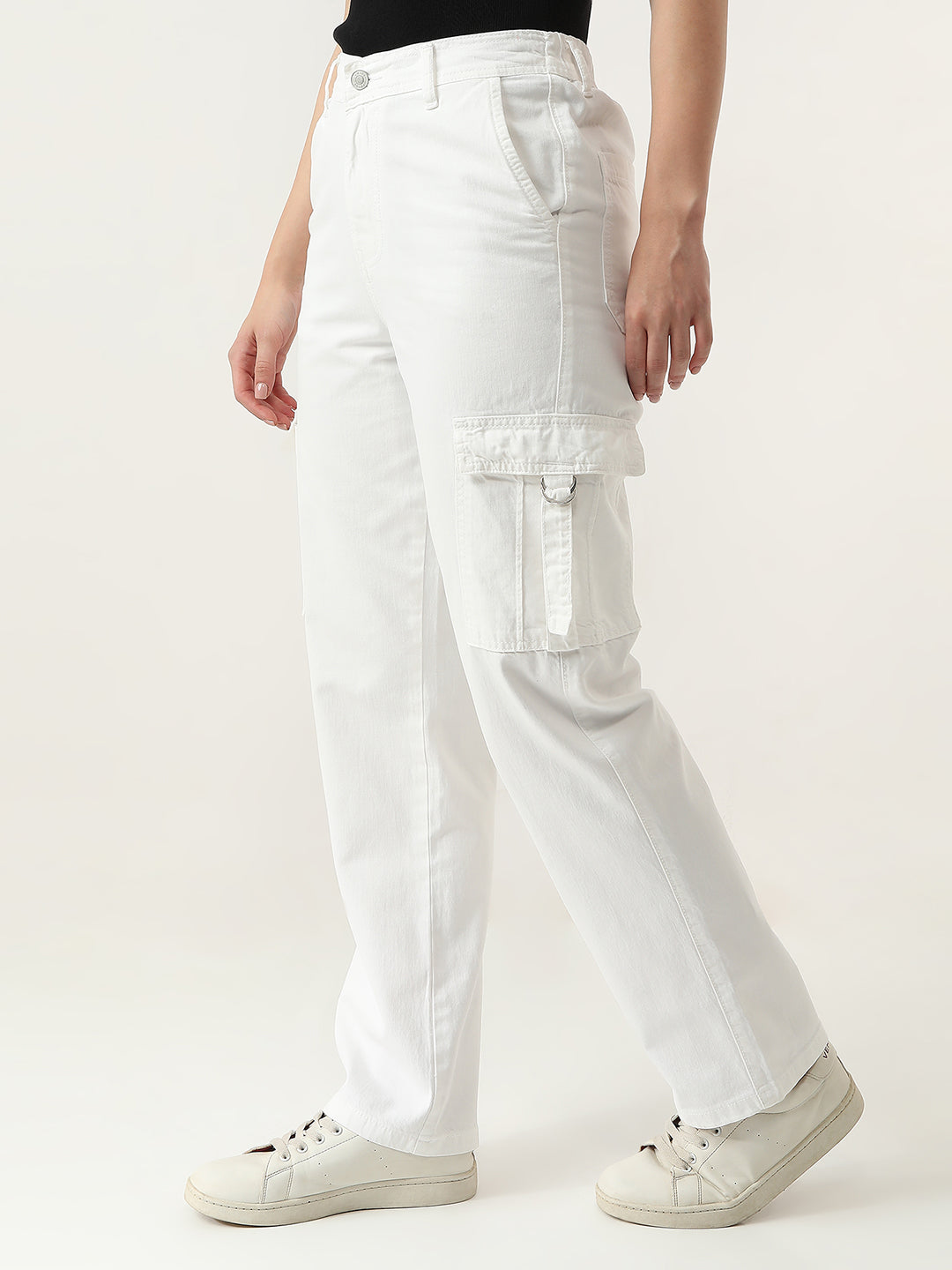 Women White High-Rise Cargo