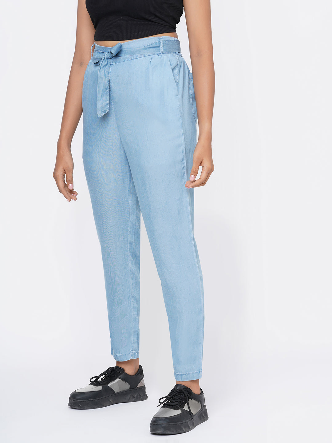 Women High-Rise Comfort Paper Bag Pants