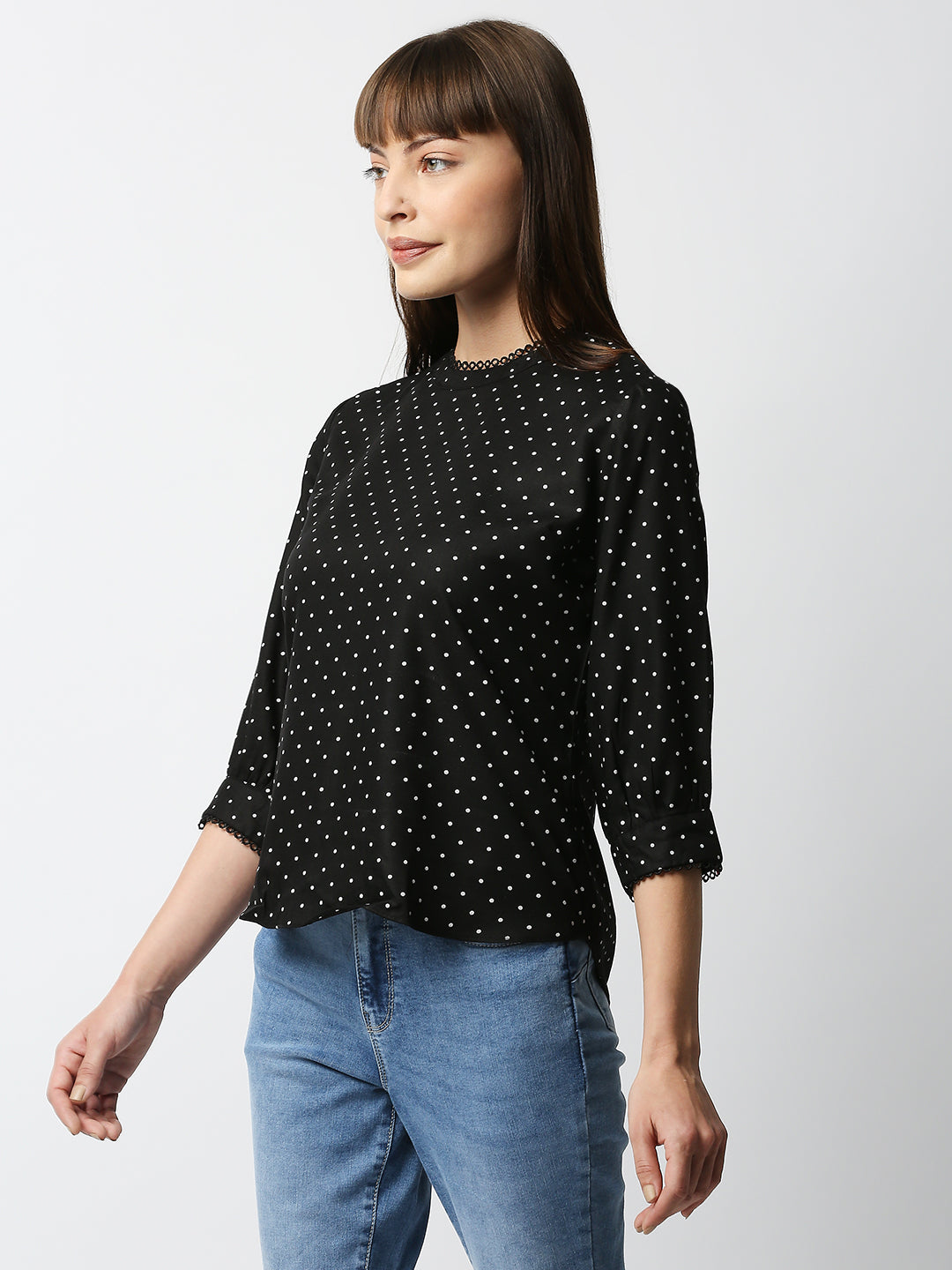 Women Black Polka Dot Top