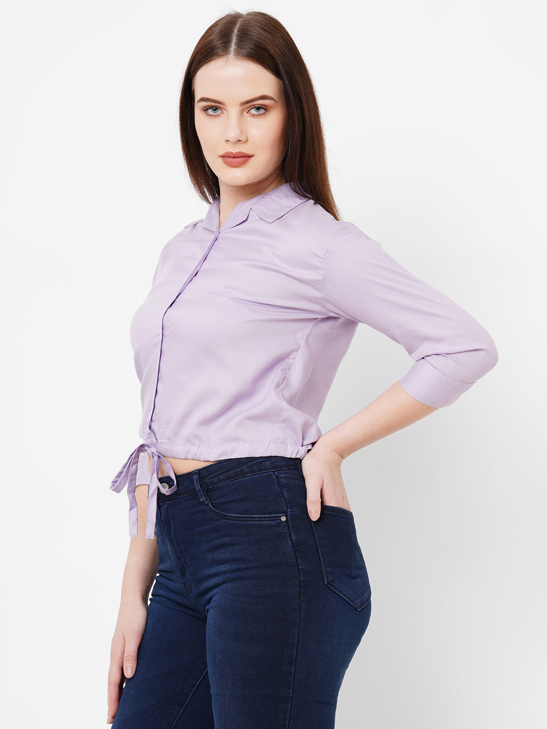 Women Lilac Crop Shirt
