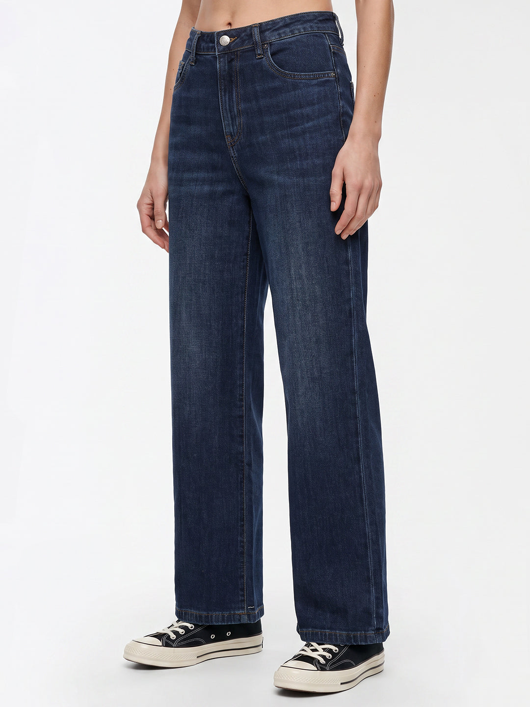 Women Blue High-Rise Wide Leg Jeans