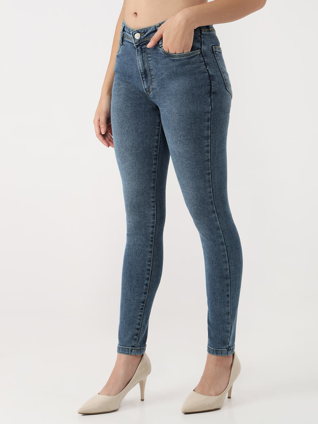 Women Blue High-Rise Skinny Jeans